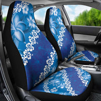 Vintage Blue Polynesia Car Seat Cover Plumeria With Hibiscus Tropical Vibes LT14 - Polynesian Pride