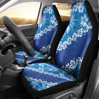 Vintage Blue Polynesia Car Seat Cover Plumeria With Hibiscus Tropical Vibes LT14 - Polynesian Pride
