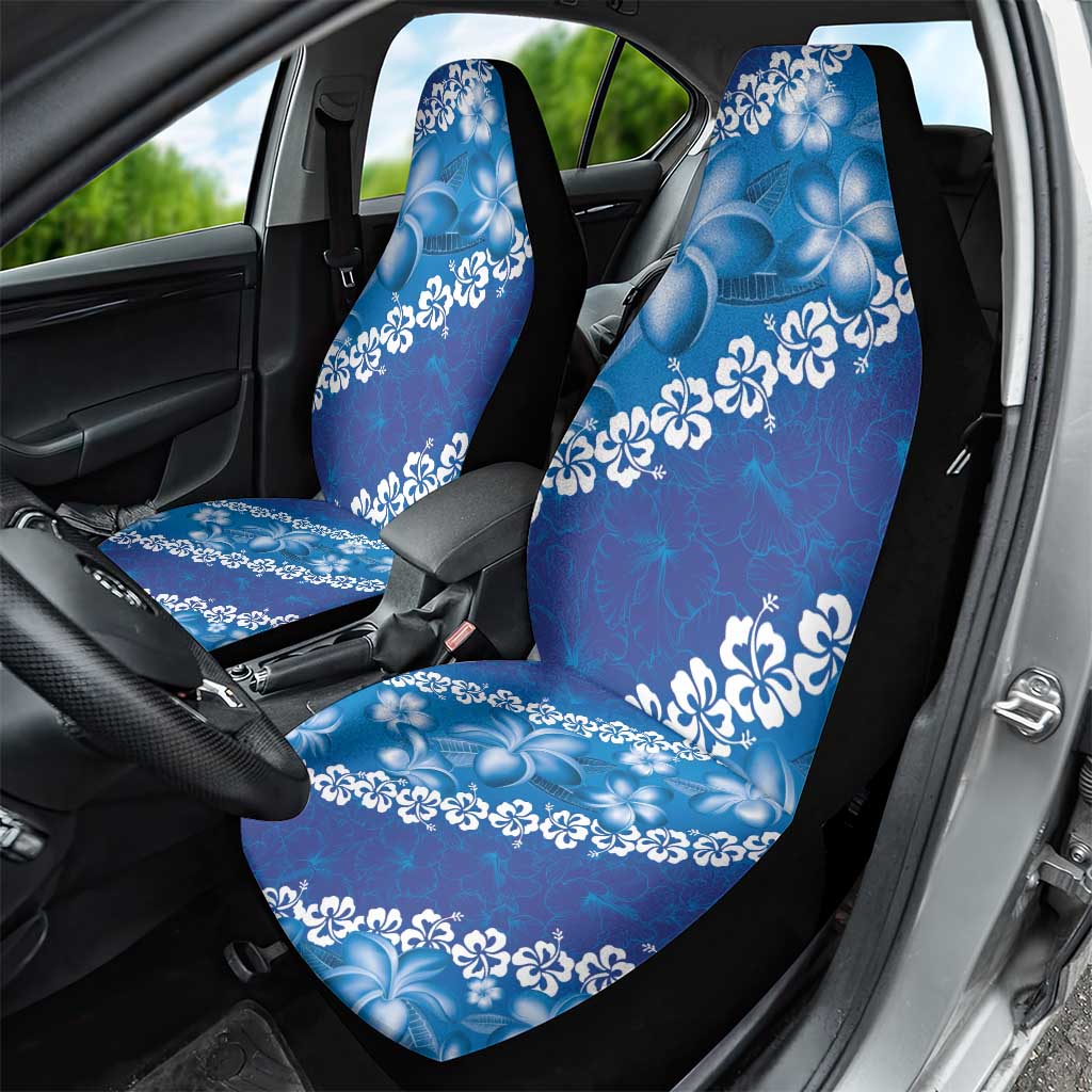 Vintage Blue Polynesia Car Seat Cover Plumeria With Hibiscus Tropical Vibes LT14 - Polynesian Pride