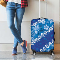 Vintage Blue Polynesia Luggage Cover Plumeria With Hibiscus Tropical Vibes LT14 - Polynesian Pride