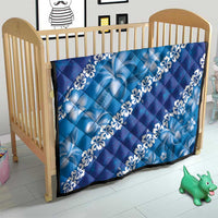 Vintage Blue Polynesia Quilt Plumeria With Hibiscus Tropical Vibes LT14 - Polynesian Pride