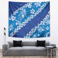 Vintage Blue Polynesia Tapestry Plumeria With Hibiscus Tropical Vibes LT14 Blue - Polynesian Pride