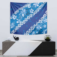 Vintage Blue Polynesia Tapestry Plumeria With Hibiscus Tropical Vibes LT14 - Polynesian Pride