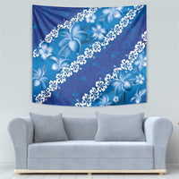Vintage Blue Polynesia Tapestry Plumeria With Hibiscus Tropical Vibes LT14 - Polynesian Pride