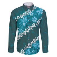 Vintage Dark Cyan Polynesia Family Matching Puletasi and Hawaiian Shirt Plumeria With Hibiscus Tropical Vibes