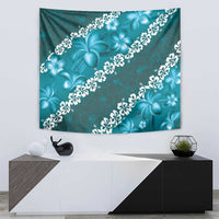Vintage Dark Cyan Polynesia Tapestry Plumeria With Hibiscus Tropical Vibes LT14 - Polynesian Pride