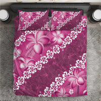 Vintage Pink Polynesia Bedding Set Plumeria With Hibiscus Tropical Vibes LT14 Pink - Polynesian Pride