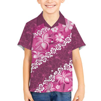 Vintage Pink Polynesia Kid Hawaiian Shirt Plumeria With Hibiscus Tropical Vibes LT14 Kid Pink - Polynesian Pride
