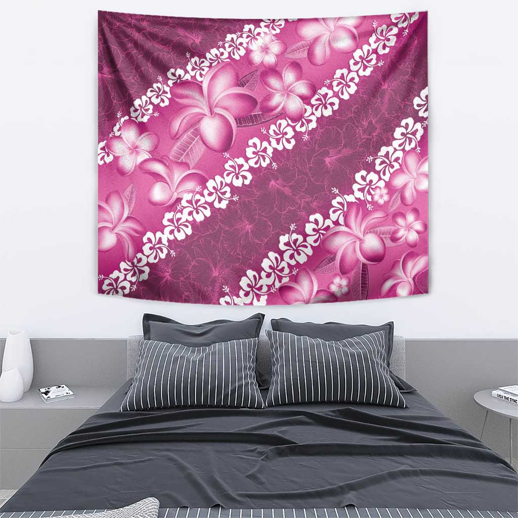 Vintage Pink Polynesia Tapestry Plumeria With Hibiscus Tropical Vibes LT14 - Polynesian Pride