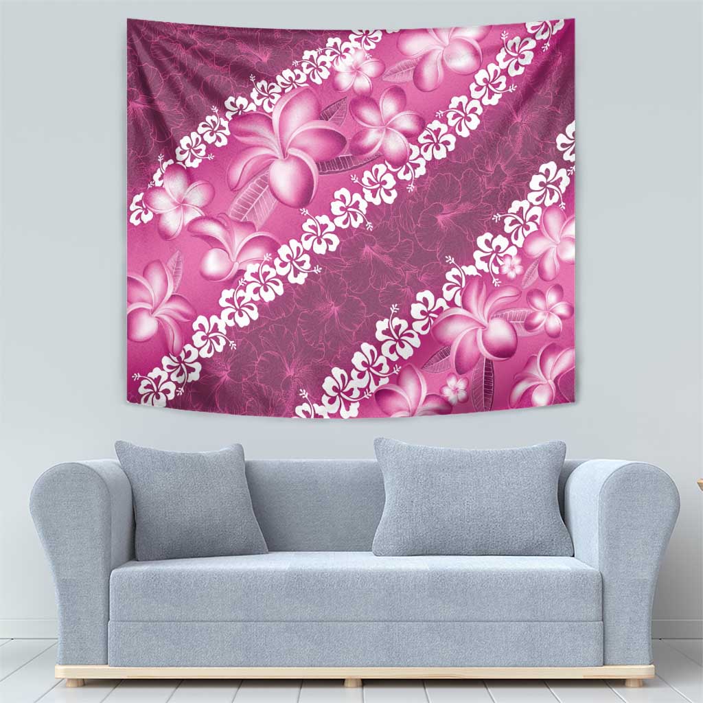 Vintage Pink Polynesia Tapestry Plumeria With Hibiscus Tropical Vibes LT14 - Polynesian Pride