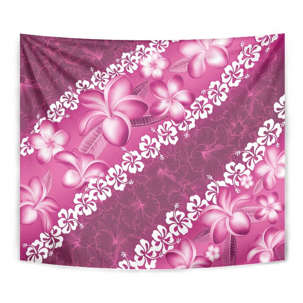 Vintage Pink Polynesia Tapestry Plumeria With Hibiscus Tropical Vibes LT14 - Polynesian Pride