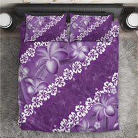 Vintage Purple Polynesia Bedding Set Plumeria With Hibiscus Tropical Vibes LT14 Purple - Polynesian Pride