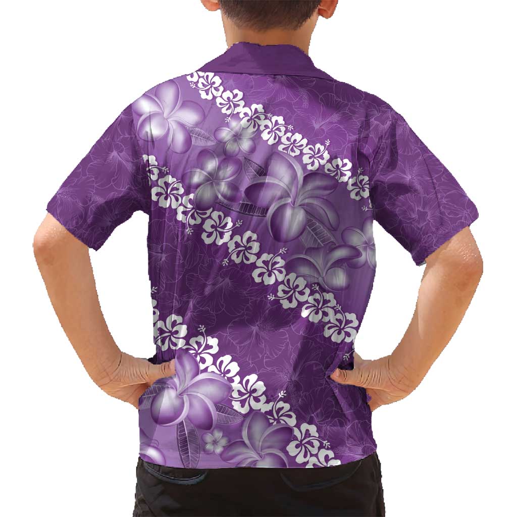 Vintage Purple Polynesia Family Matching Tank Maxi Dress and Hawaiian Shirt Plumeria With Hibiscus Tropical Vibes