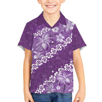 Vintage Purple Polynesia Family Matching Tank Maxi Dress and Hawaiian Shirt Plumeria With Hibiscus Tropical Vibes