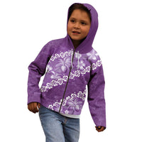 Vintage Purple Polynesia Kid Hoodie Plumeria With Hibiscus Tropical Vibes LT14 - Polynesian Pride
