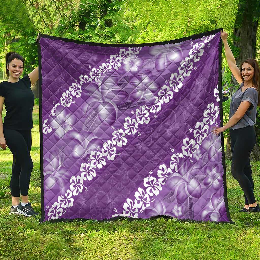 Vintage Purple Polynesia Quilt Plumeria With Hibiscus Tropical Vibes LT14 - Polynesian Pride