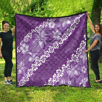 Vintage Purple Polynesia Quilt Plumeria With Hibiscus Tropical Vibes LT14 - Polynesian Pride