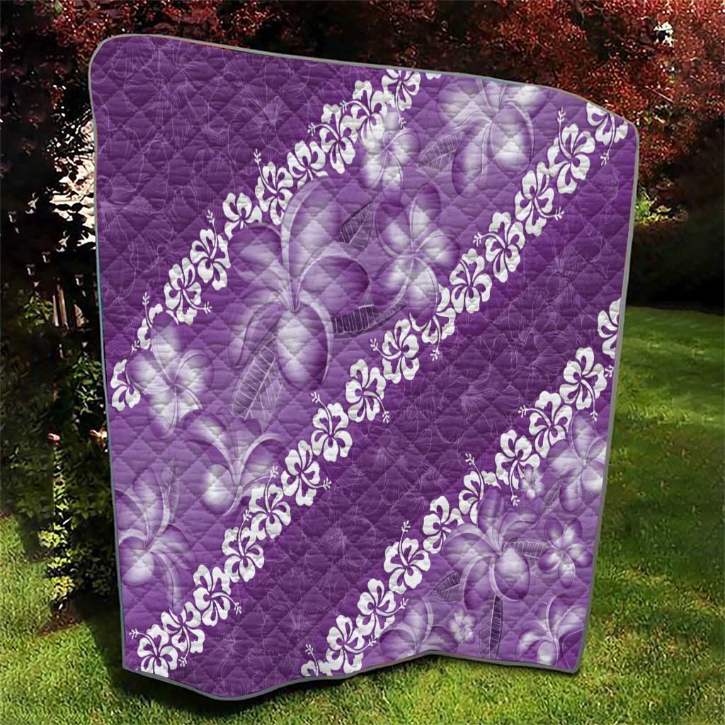 Vintage Purple Polynesia Quilt Plumeria With Hibiscus Tropical Vibes LT14 - Polynesian Pride