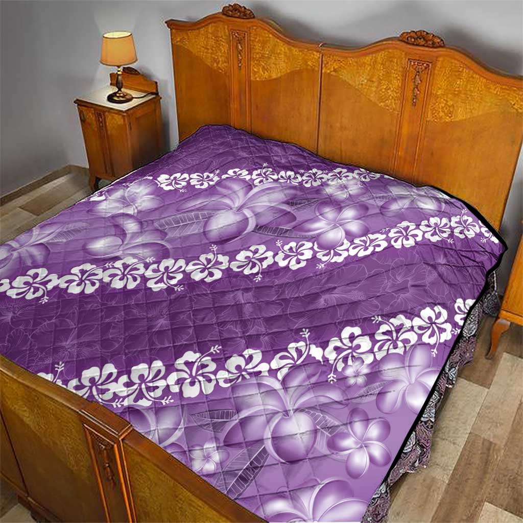 Vintage Purple Polynesia Quilt Plumeria With Hibiscus Tropical Vibes LT14 - Polynesian Pride