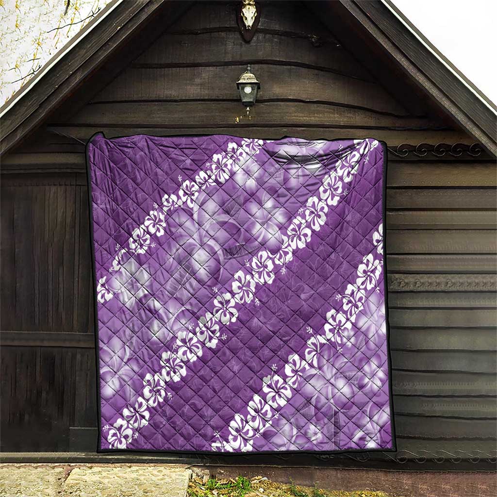 Vintage Purple Polynesia Quilt Plumeria With Hibiscus Tropical Vibes LT14 - Polynesian Pride