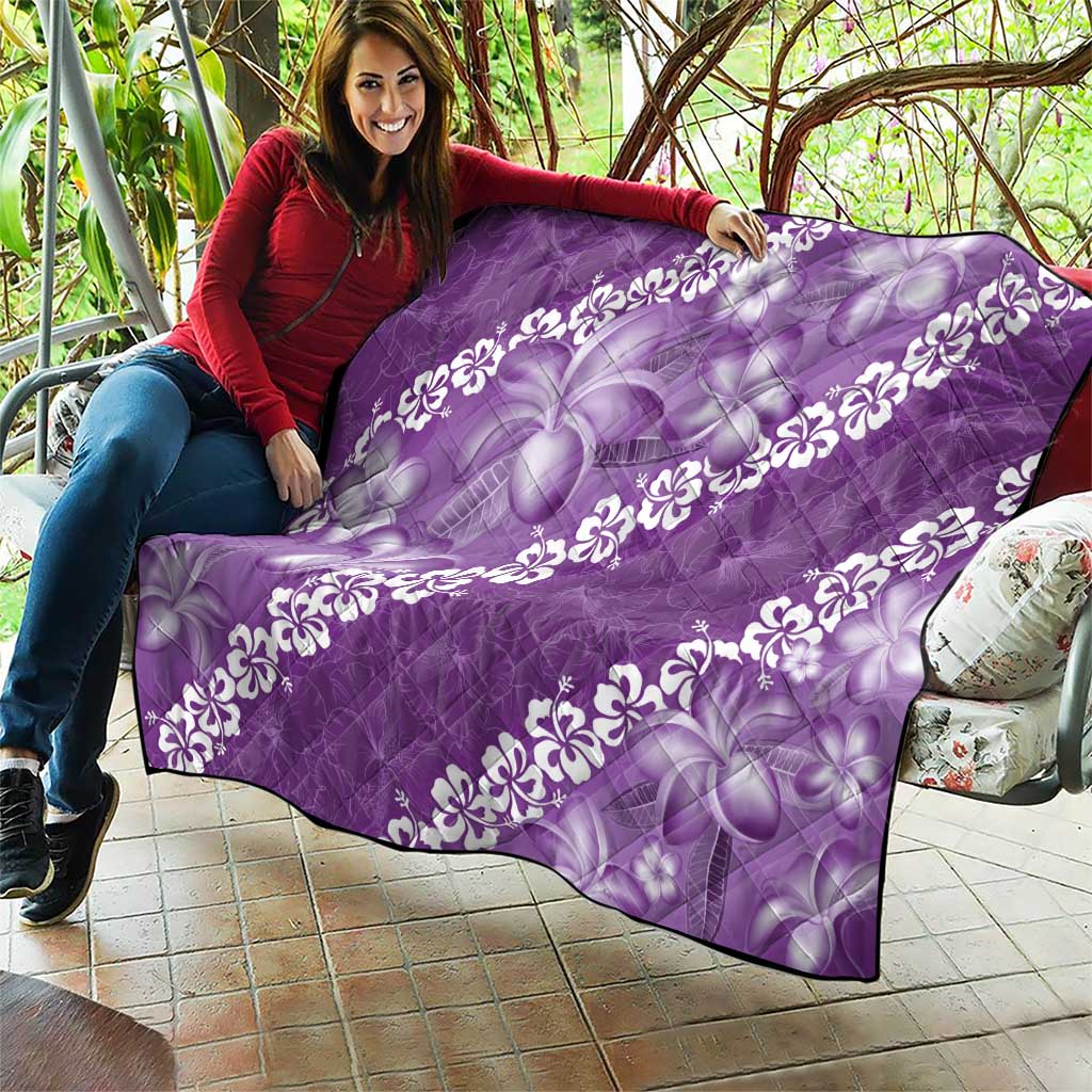 Vintage Purple Polynesia Quilt Plumeria With Hibiscus Tropical Vibes LT14 - Polynesian Pride