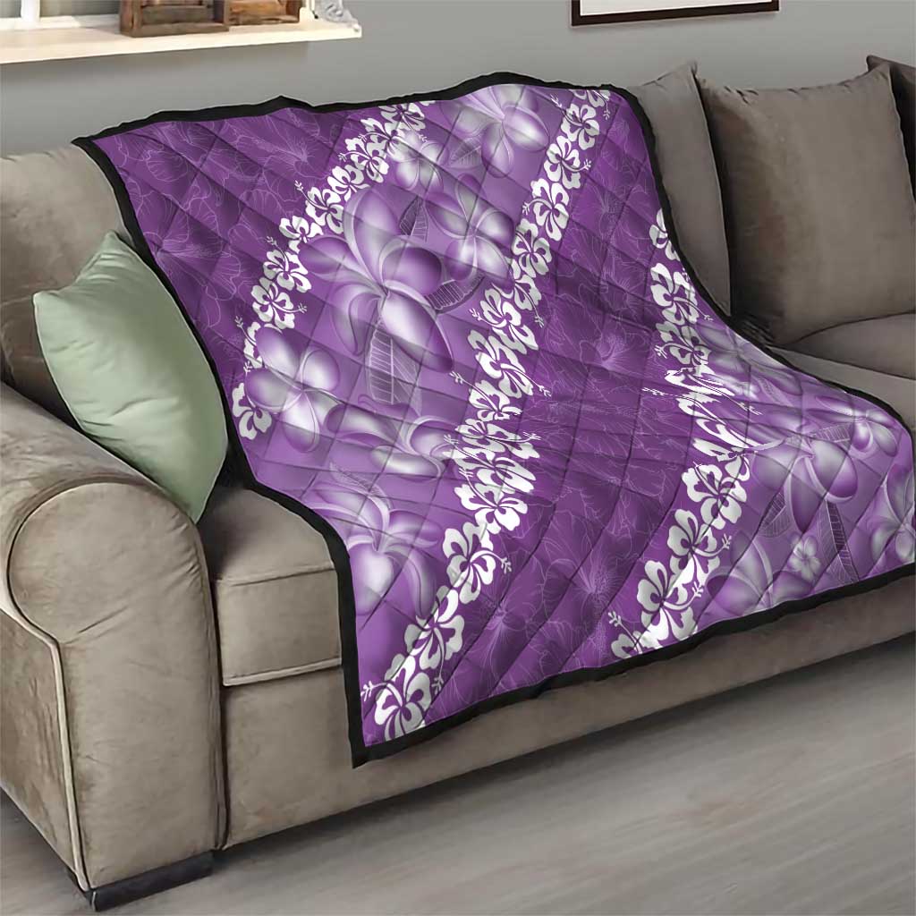 Vintage Purple Polynesia Quilt Plumeria With Hibiscus Tropical Vibes LT14 - Polynesian Pride