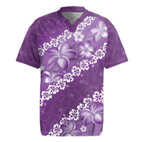 Vintage Purple Polynesia Rugby Jersey Plumeria With Hibiscus Tropical Vibes