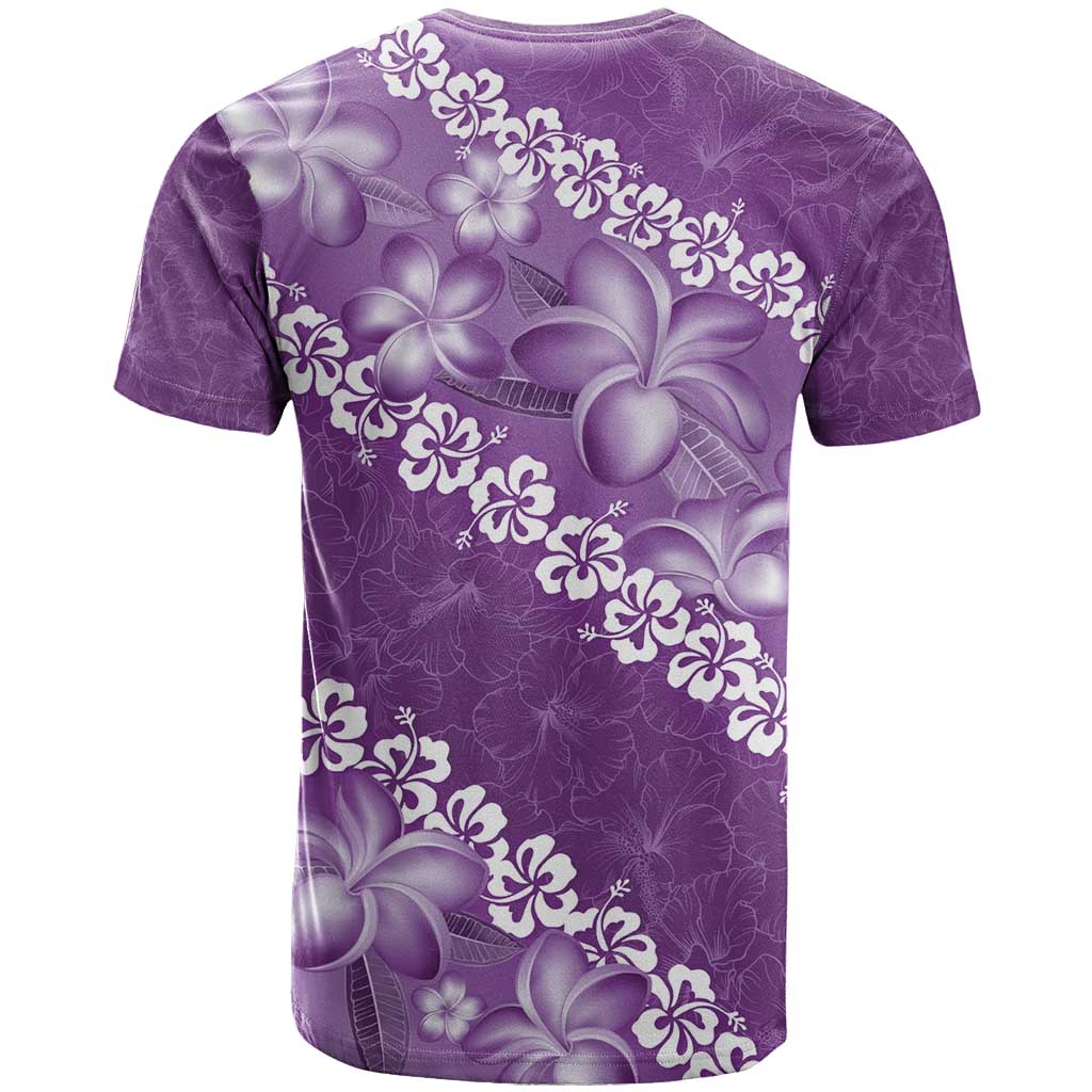 Vintage Purple Polynesia T Shirt Plumeria With Hibiscus Tropical Vibes LT14 - Polynesian Pride