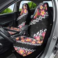 Black Polynesia Car Seat Cover Plumeria With Hibiscus Pattern Tropical Vibes LT14 - Polynesian Pride
