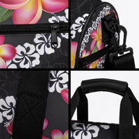 Black Polynesia Duffle Bag Plumeria With Hibiscus Pattern Tropical Vibes LT14 - Polynesian Pride