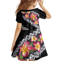 Black Polynesia Family Matching Long Sleeve Bodycon Dress and Hawaiian Shirt Plumeria With Hibiscus Pattern Tropical Vibes LT14 - Polynesian Pride