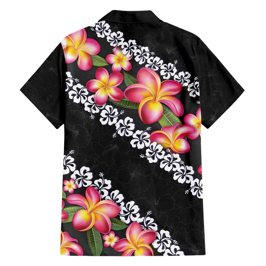Black Polynesia Family Matching Long Sleeve Bodycon Dress and Hawaiian Shirt Plumeria With Hibiscus Pattern Tropical Vibes LT14 - Polynesian Pride