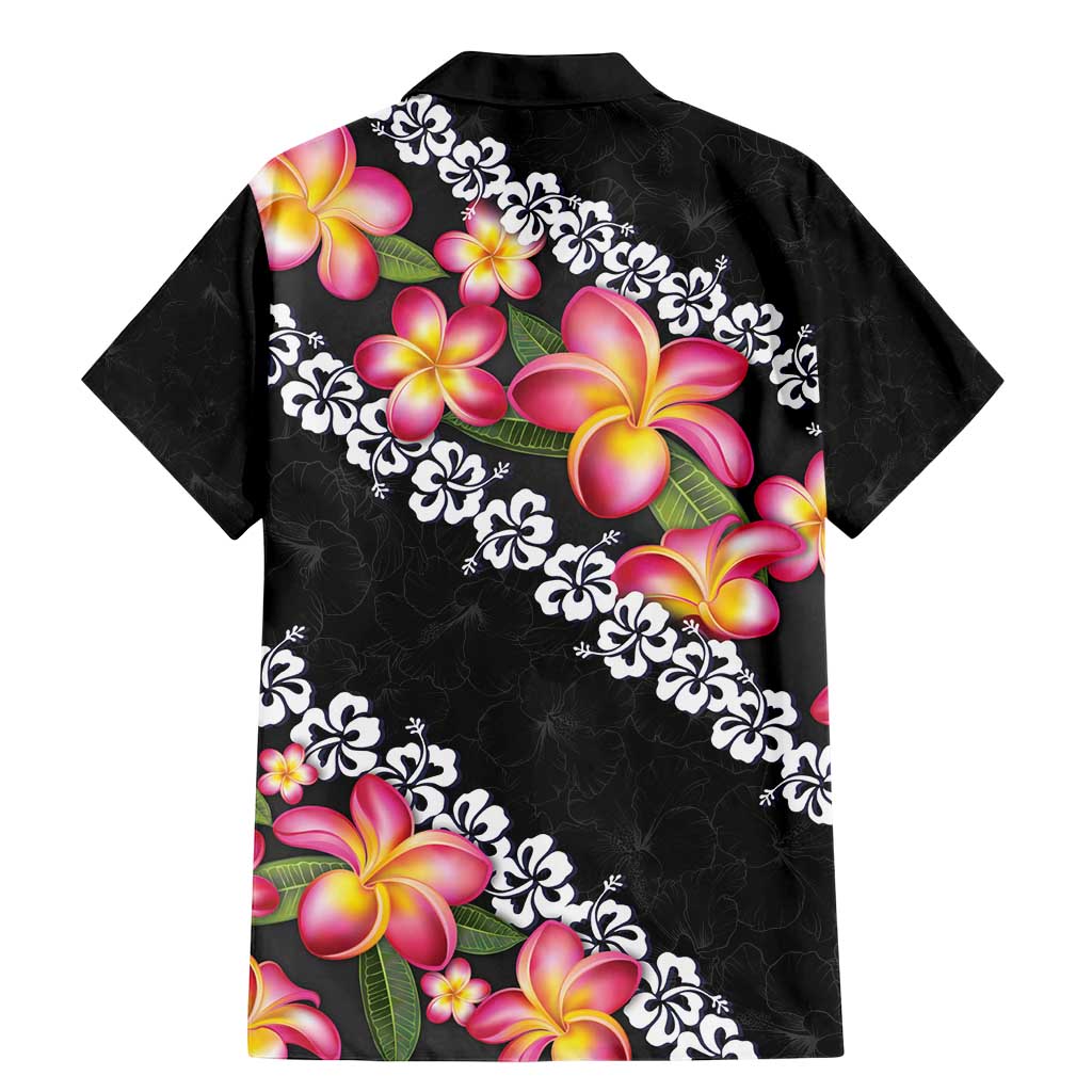 Black Polynesia Family Matching Mermaid Dress and Hawaiian Shirt Plumeria With Hibiscus Pattern Tropical Vibes