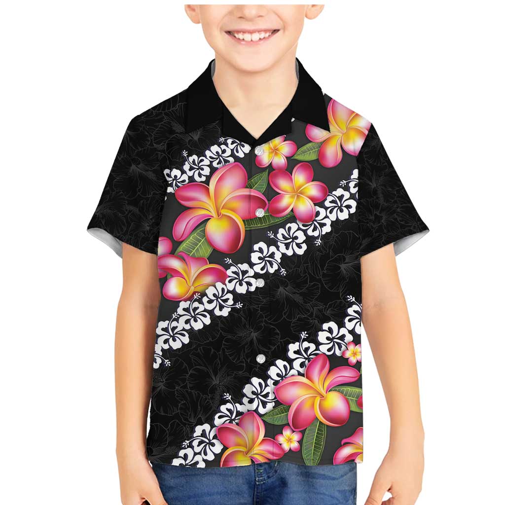 Black Polynesia Family Matching Mermaid Dress and Hawaiian Shirt Plumeria With Hibiscus Pattern Tropical Vibes