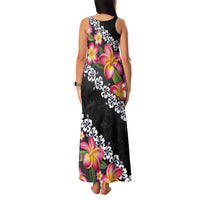 Black Polynesia Family Matching Tank Maxi Dress and Hawaiian Shirt Plumeria With Hibiscus Pattern Tropical Vibes LT14 - Polynesian Pride