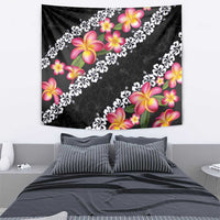 Black Polynesia Tapestry Plumeria With Hibiscus Pattern Tropical Vibes LT14 - Polynesian Pride