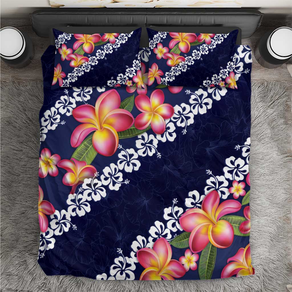 Blue Polynesia Bedding Set Plumeria With Hibiscus Pattern Tropical Vibes LT14 Blue - Polynesian Pride