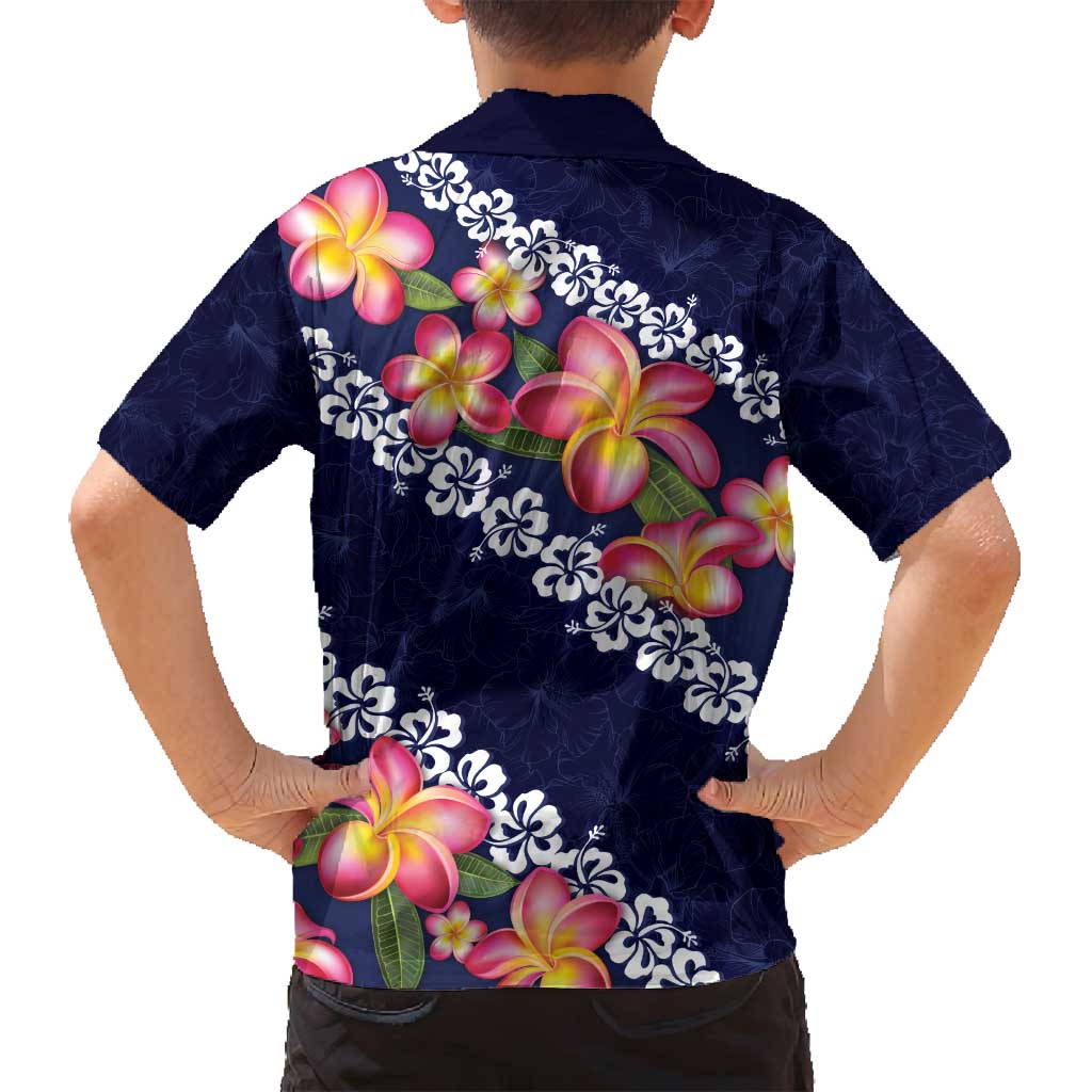 Blue Polynesia Family Matching Long Sleeve Bodycon Dress and Hawaiian Shirt Plumeria With Hibiscus Pattern Tropical Vibes LT14 - Polynesian Pride