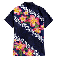 Blue Polynesia Family Matching Long Sleeve Bodycon Dress and Hawaiian Shirt Plumeria With Hibiscus Pattern Tropical Vibes LT14 - Polynesian Pride