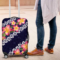 Blue Polynesia Luggage Cover Plumeria With Hibiscus Pattern Tropical Vibes LT14 Blue - Polynesian Pride