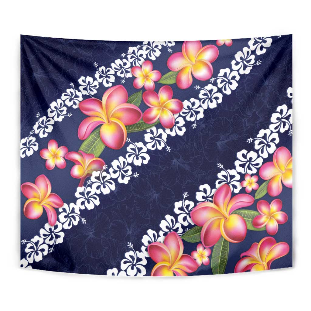 Blue Polynesia Tapestry Plumeria With Hibiscus Pattern Tropical Vibes LT14 - Polynesian Pride