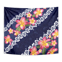 Blue Polynesia Tapestry Plumeria With Hibiscus Pattern Tropical Vibes LT14 - Polynesian Pride