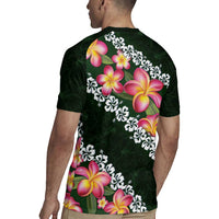 Green Polynesia Rugby Jersey Plumeria With Hibiscus Pattern Tropical Vibes