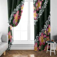 Green Polynesia Window Curtain Plumeria With Hibiscus Pattern Tropical Vibes