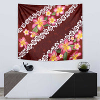 Oxblood Polynesia Tapestry Plumeria With Hibiscus Pattern Tropical Vibes LT14 - Polynesian Pride