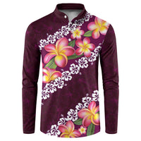 Pink Polynesia Button Sweatshirt Plumeria With Hibiscus Pattern Tropical Vibes