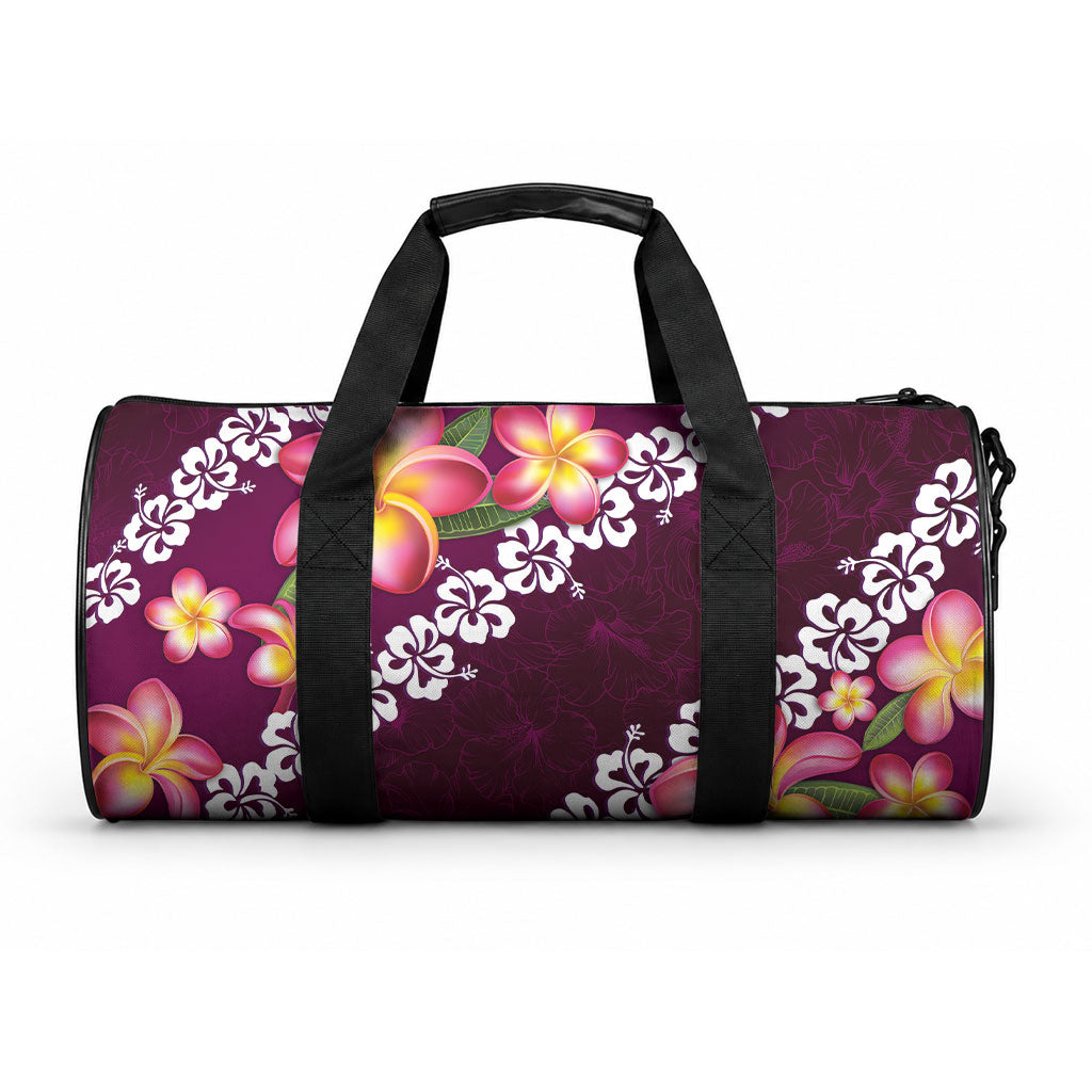 Pink Polynesia Duffle Bag Plumeria With Hibiscus Pattern Tropical Vibes LT14 One size Pink - Polynesian Pride