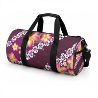 Pink Polynesia Duffle Bag Plumeria With Hibiscus Pattern Tropical Vibes LT14 - Polynesian Pride