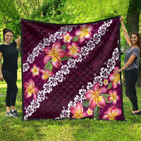 Pink Polynesia Quilt Plumeria With Hibiscus Pattern Tropical Vibes LT14 - Polynesian Pride
