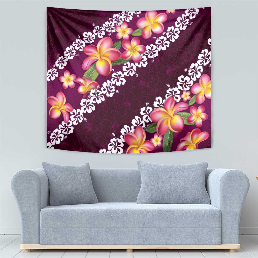 Pink Polynesia Tapestry Plumeria With Hibiscus Pattern Tropical Vibes LT14 - Polynesian Pride